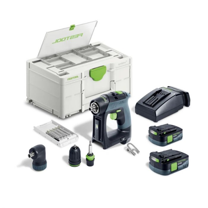 Akumulatorski vrtalnik Festool z zamenljivimi nastavki, CXS 12 2,6-Set